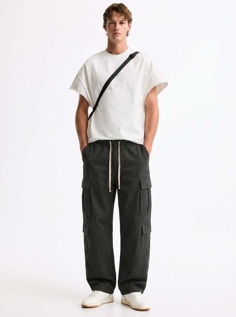 Men’s Premium Solid Relaxed Fit Utility Cargo Pants