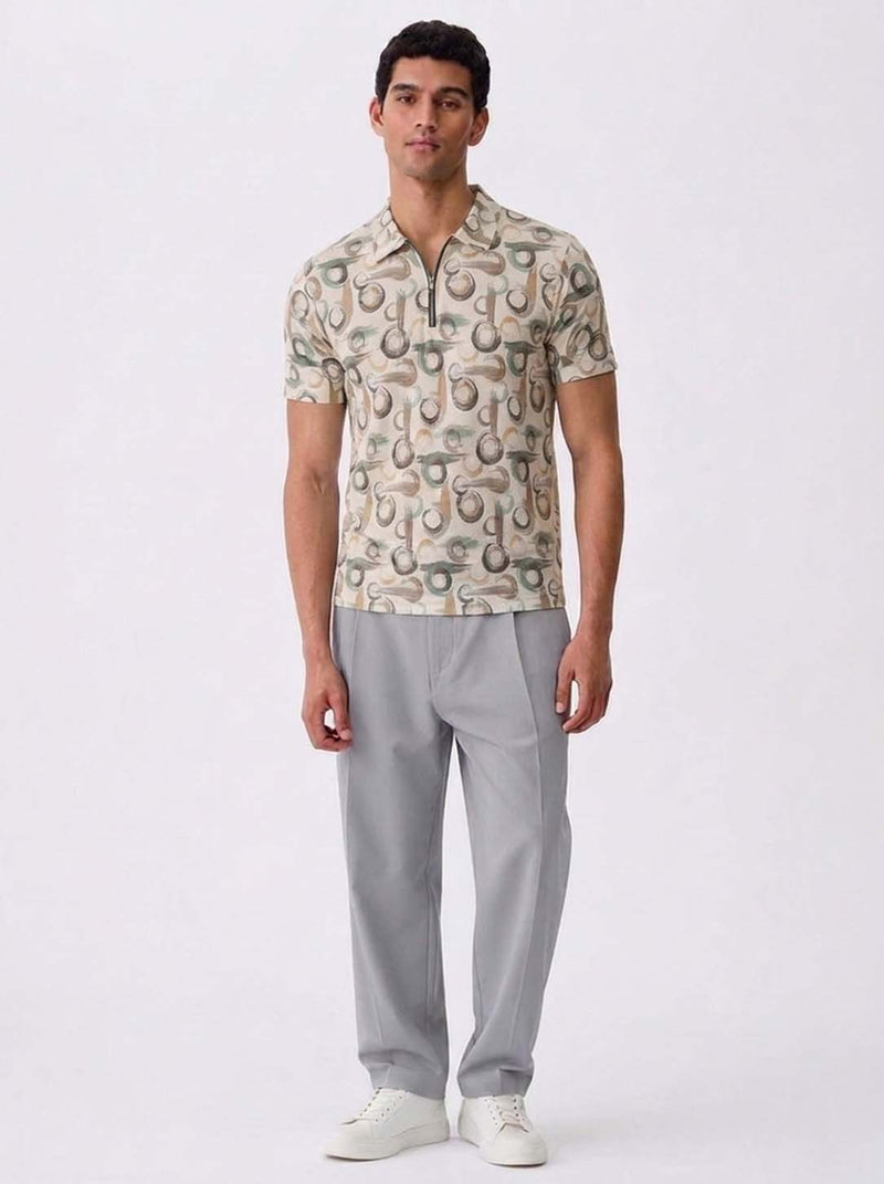Men's Premium Printed Half-Zip Regular fit T-Shirt