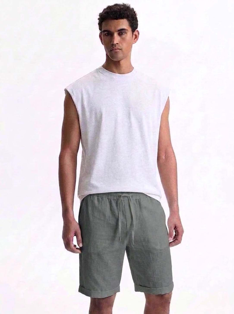 Men's Premium Solid Elastic Waist Beach Shorts