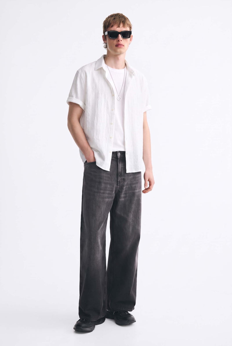 Men's Premium Textured Short-Sleeve Casual Shirt