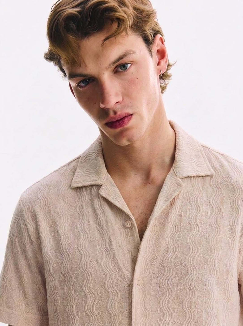 Men's Premium Textured Cuban Collar Shirt