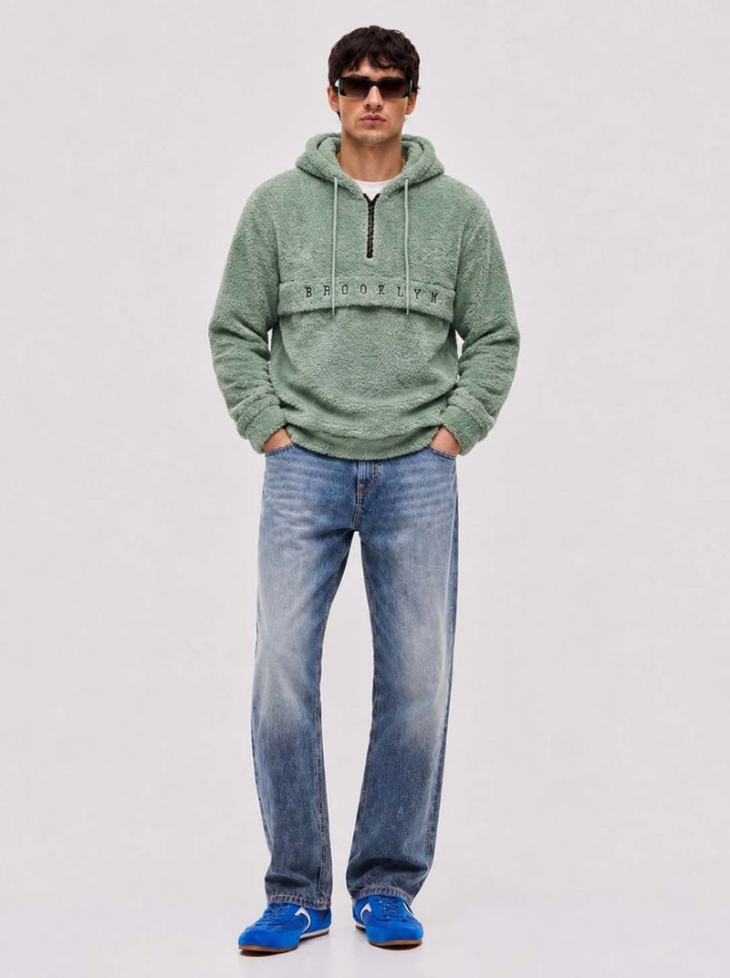 Men’s Premium Casual Full Sleeve Fleece Hooded Half-Zip Pullover Hoodie