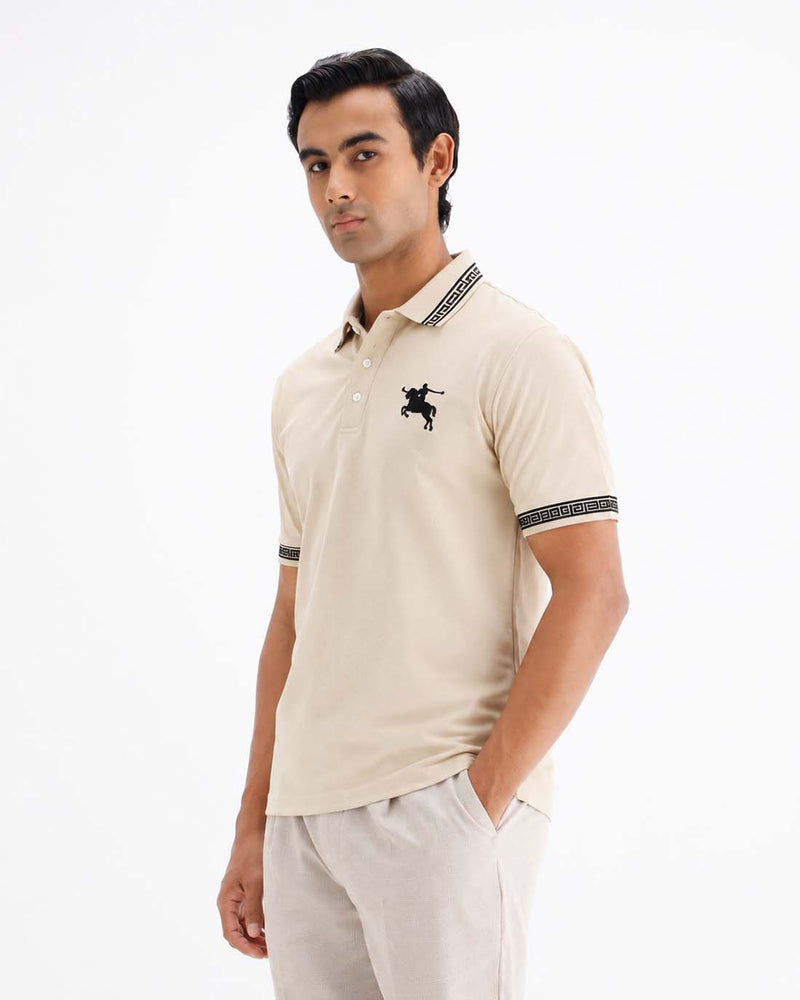 Men’s Premium Cotton Polo Shirt with Contrast Greek Key Collar shirt