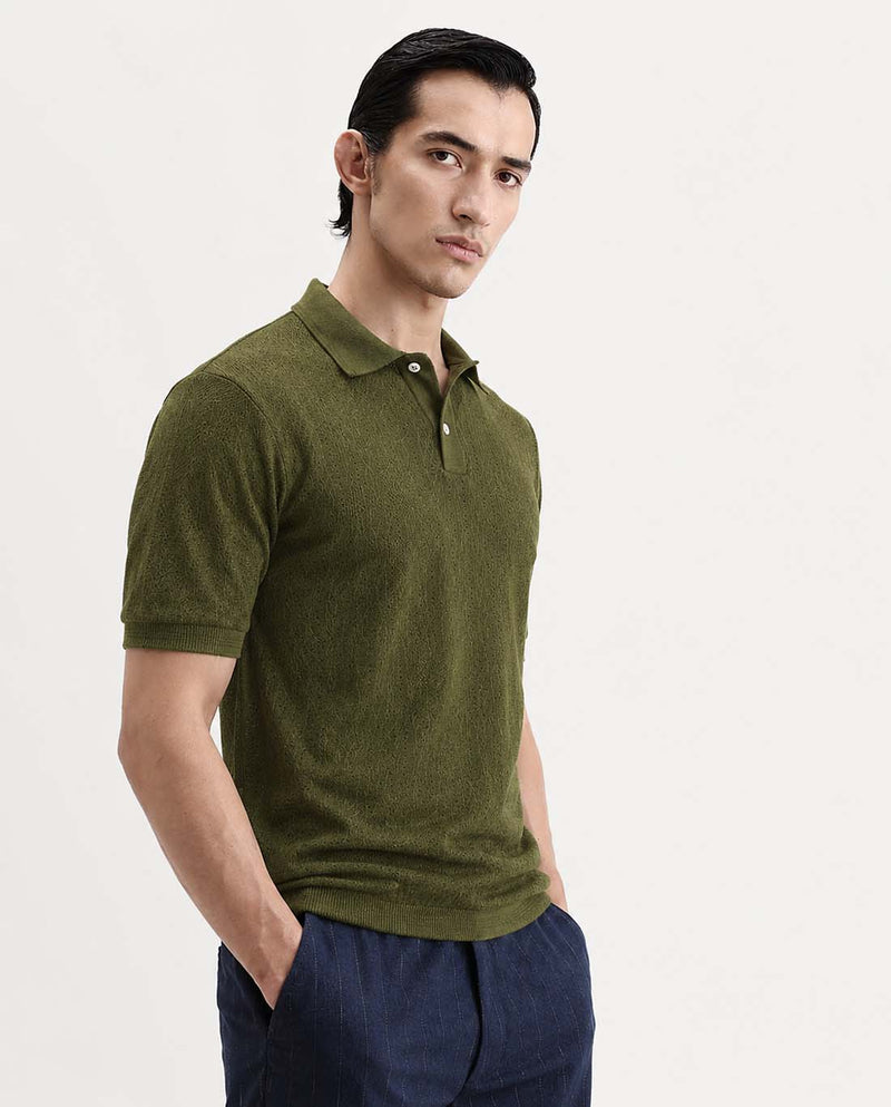 Men’s Premium Textured Regular Fit Polo T-Shirt