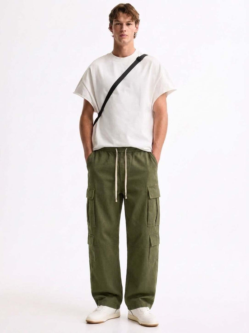 Men’s Premium Solid Relaxed Fit Utility Cargo Pants