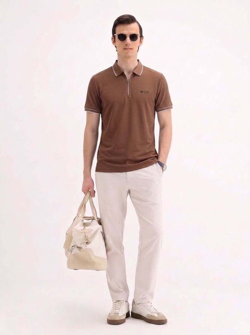 Men’s Premium Regular Fit Zippered Polo T-Shirt