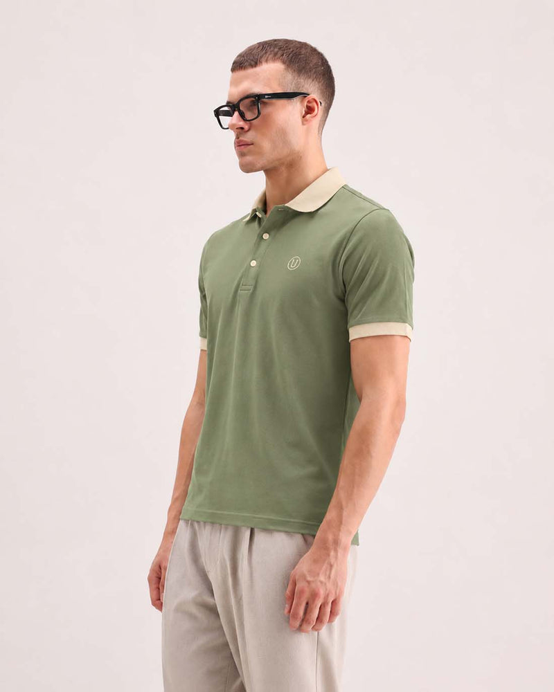 Men’s Premium Cotton Polo with Contrast Grey Collar T-shirt