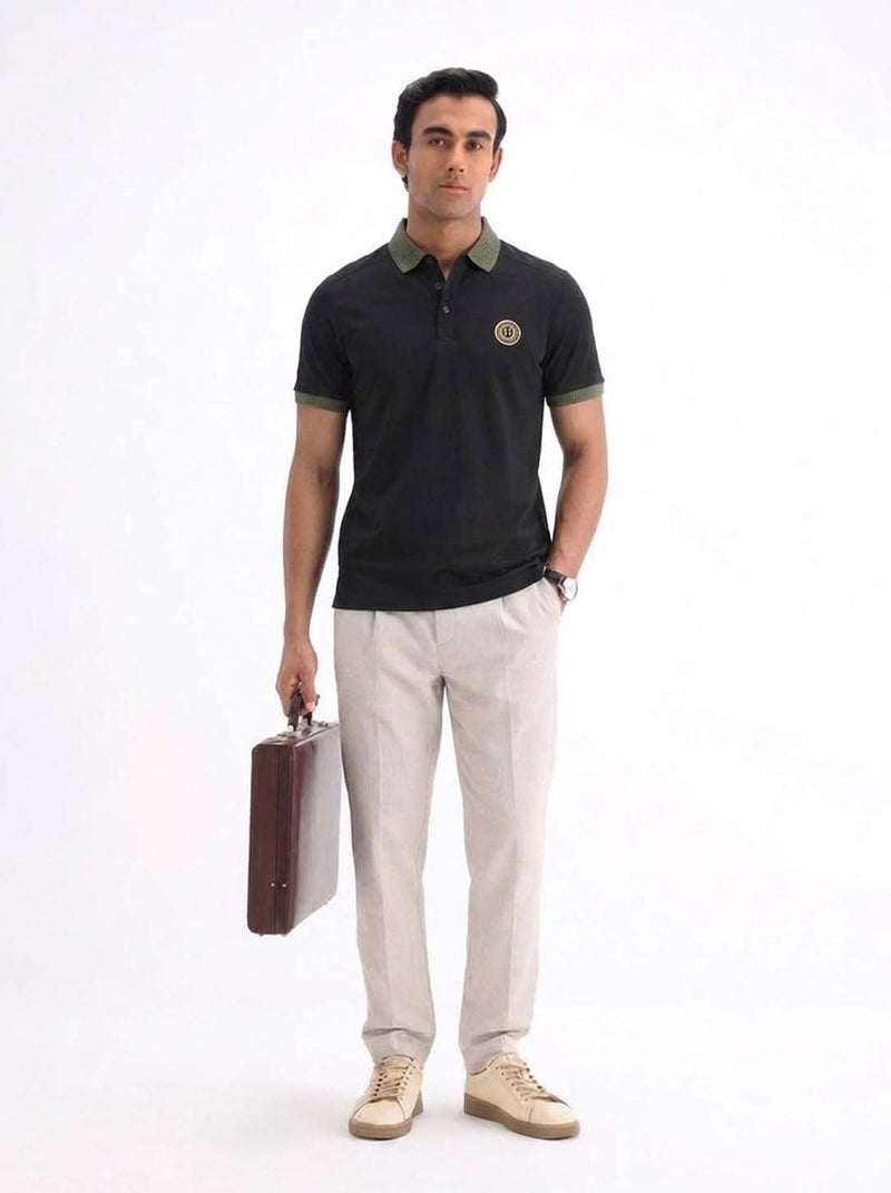 Men’s Premium Regular Contrast-Collar Polo T-Shirt