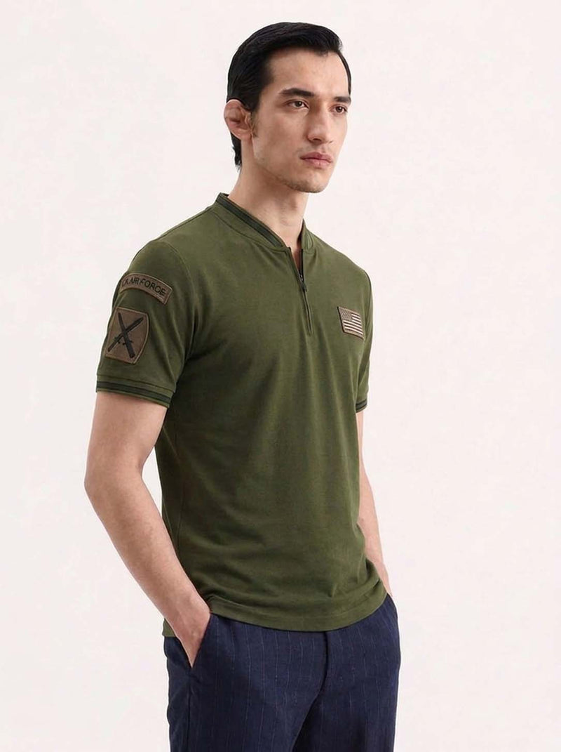 Men’s Premium Half-Zip Mandarin Collar Polo T-Shirt