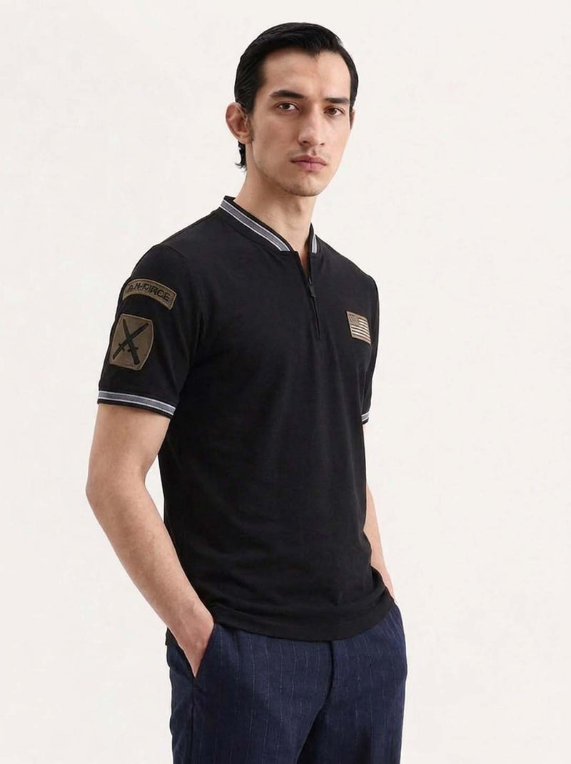 Men’s Premium Half-Zip Mandarin Collar Polo T-Shirt