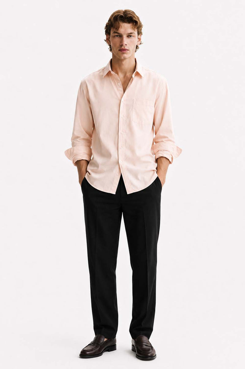 Men’s Premium Cotton Solid Casual Button-Down Shirt
