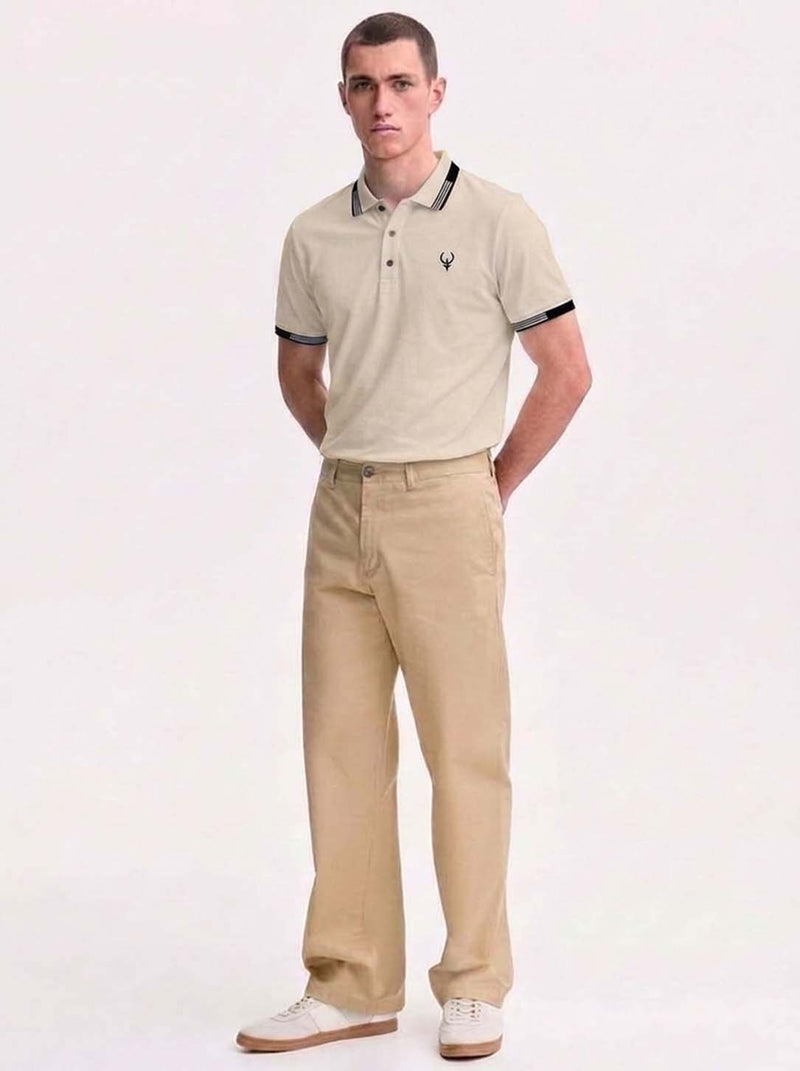 Men’s Premium Contrast Stripe Collar Polo T-Shirt