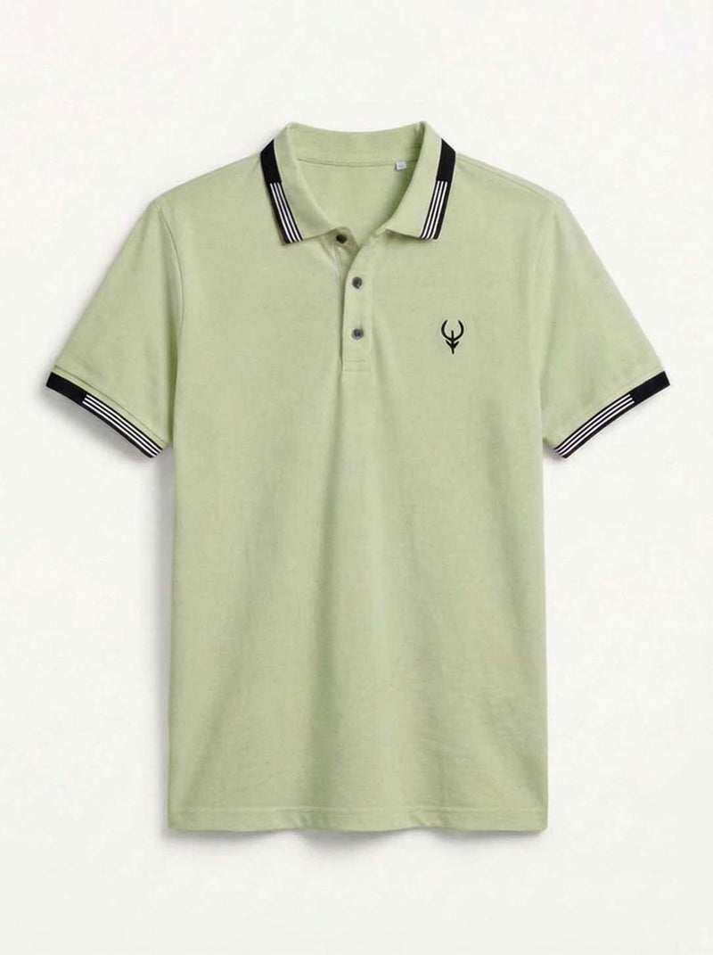 Men’s Premium Contrast Stripe Collar Polo T-Shirt