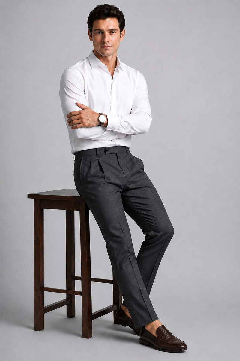 Men’s Premium Formal Elegant Pleated Office Wear Trousers Pants
