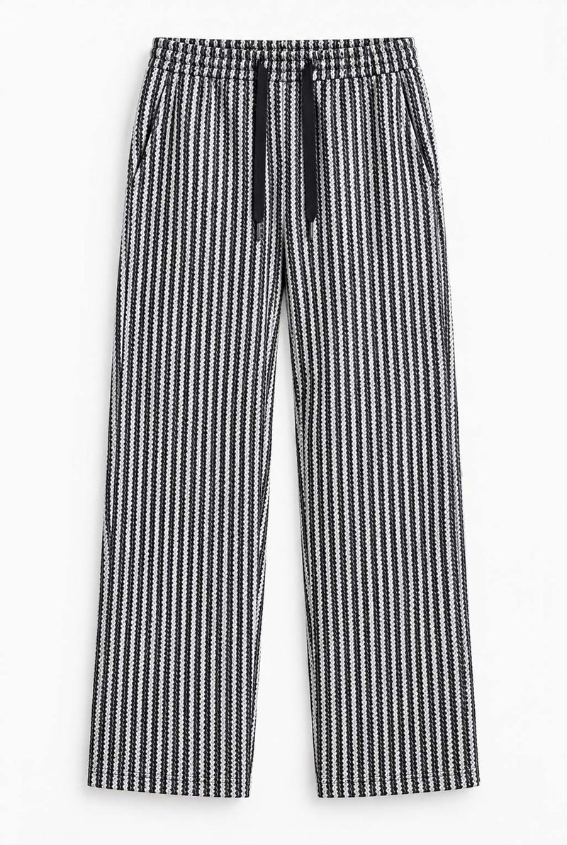 Men's Premium Regular Fit Textured Vertical Striped Track Pant