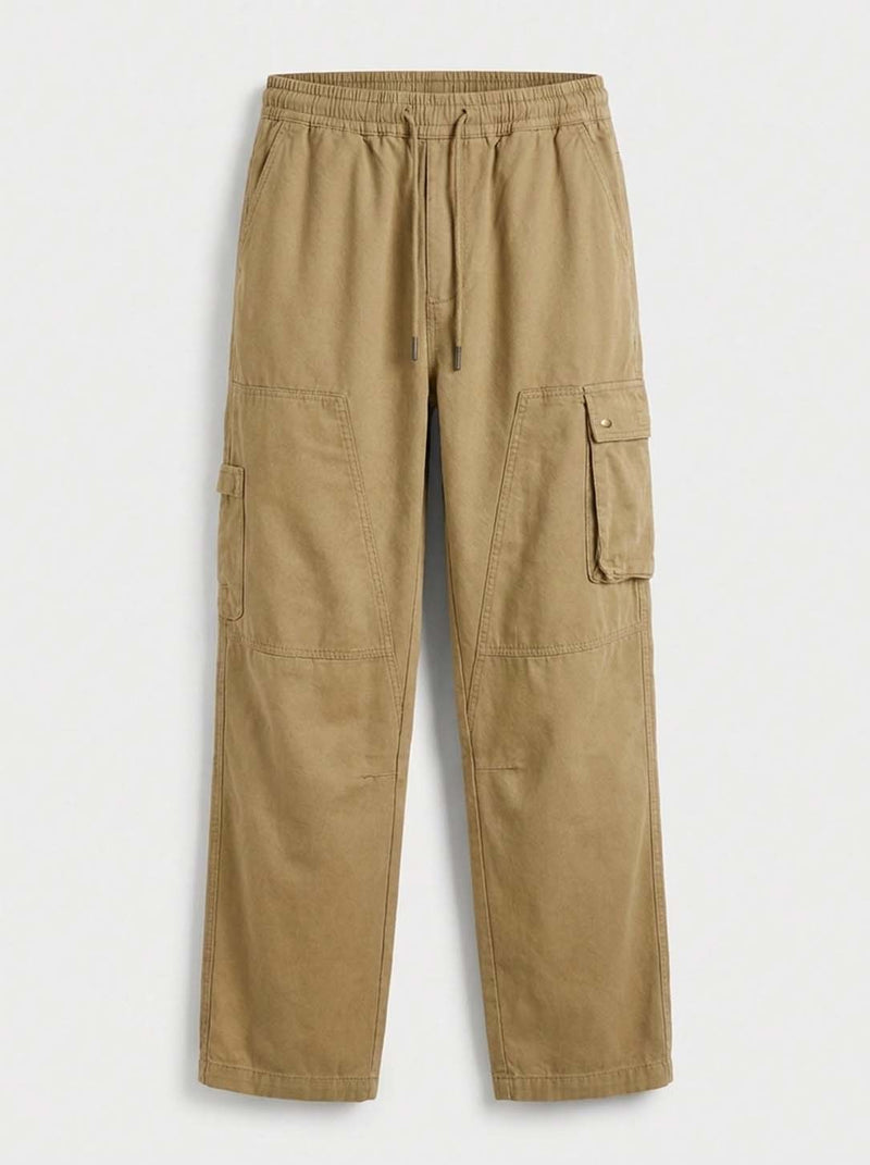 Men's Premium Relaxed Fit Casual Pants with Flap Pockets Cargo
