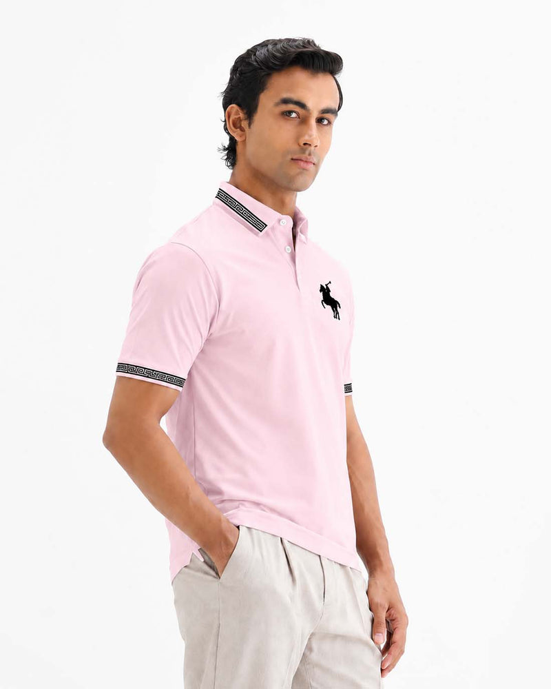 Men’s Premium Cotton Polo Shirt with Contrast Greek Key Collar shirt