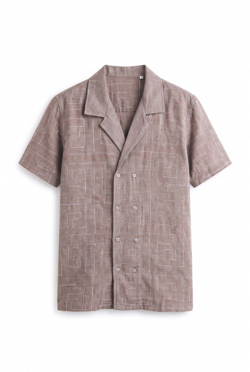 Men's Premium Double-Breasted Printed Cuban Collar Shirt