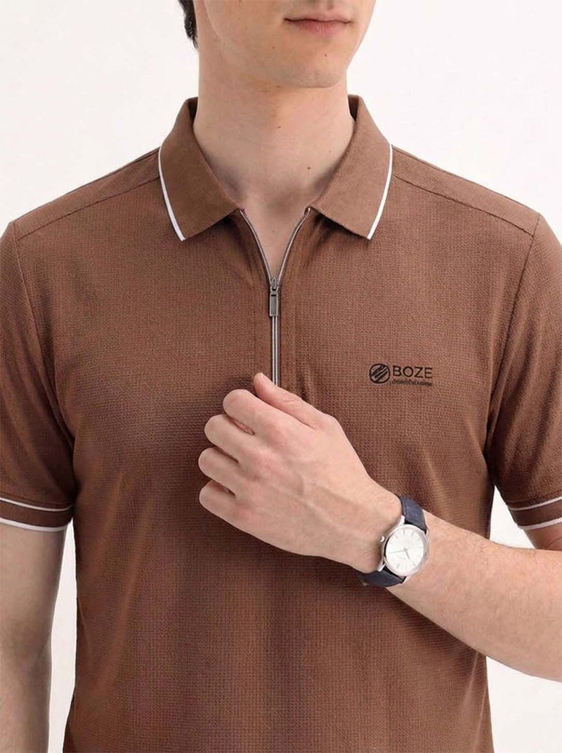 Men’s Premium Regular Fit Zippered Polo T-Shirt