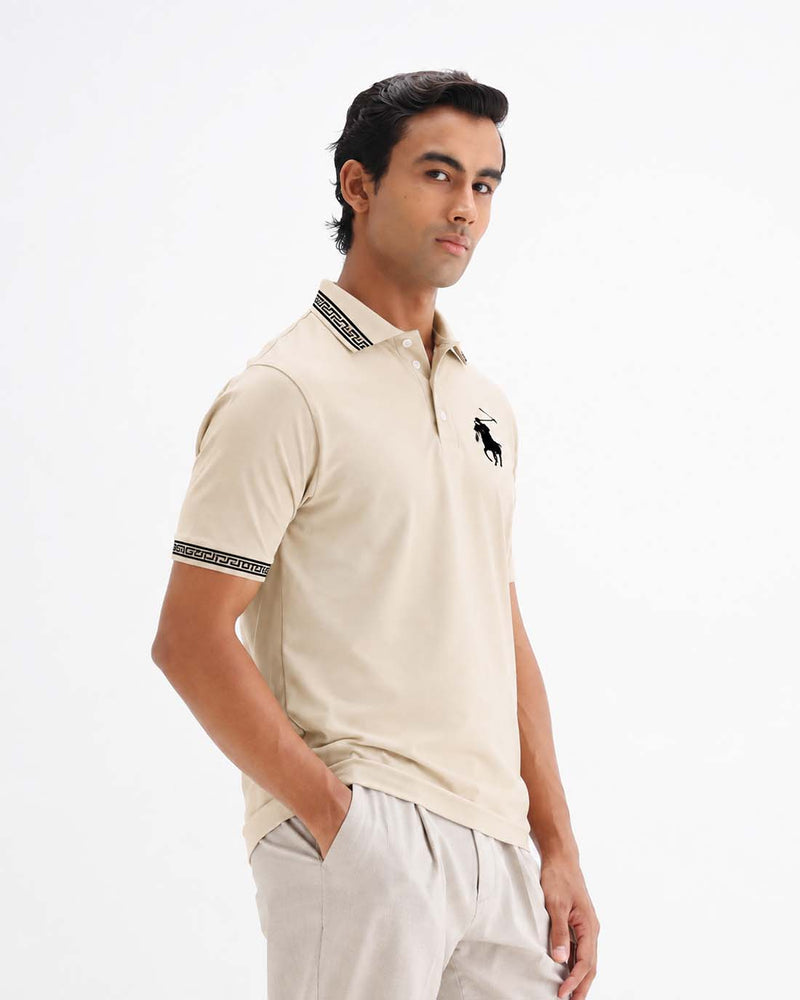 Men’s Premium Cotton Polo Shirt with Contrast Greek Key Collar shirt