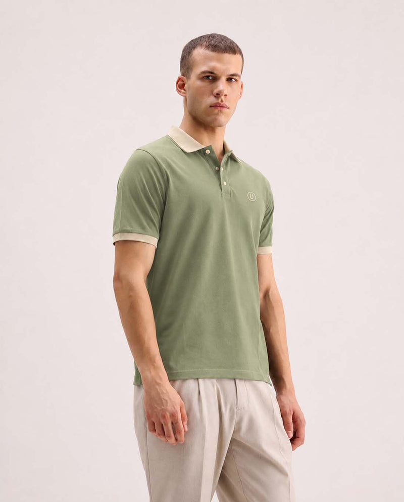 Men’s Premium Cotton Polo with Contrast Grey Collar T-shirt