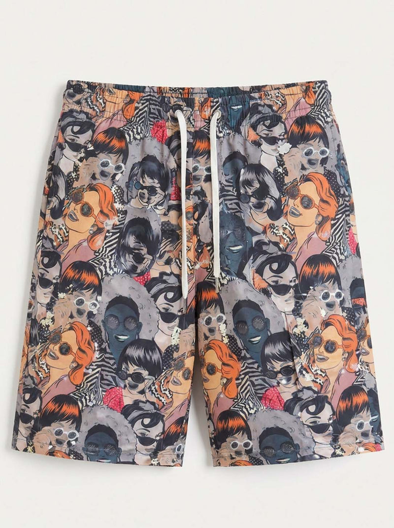 Men's Premium Multicolor Printed Jacquard Drawstring Shorts