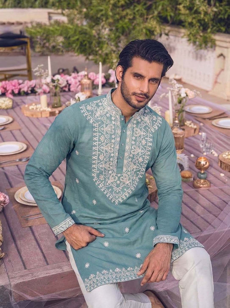 Men's Premium Embroidered Kurta – Elegant Festive Wear