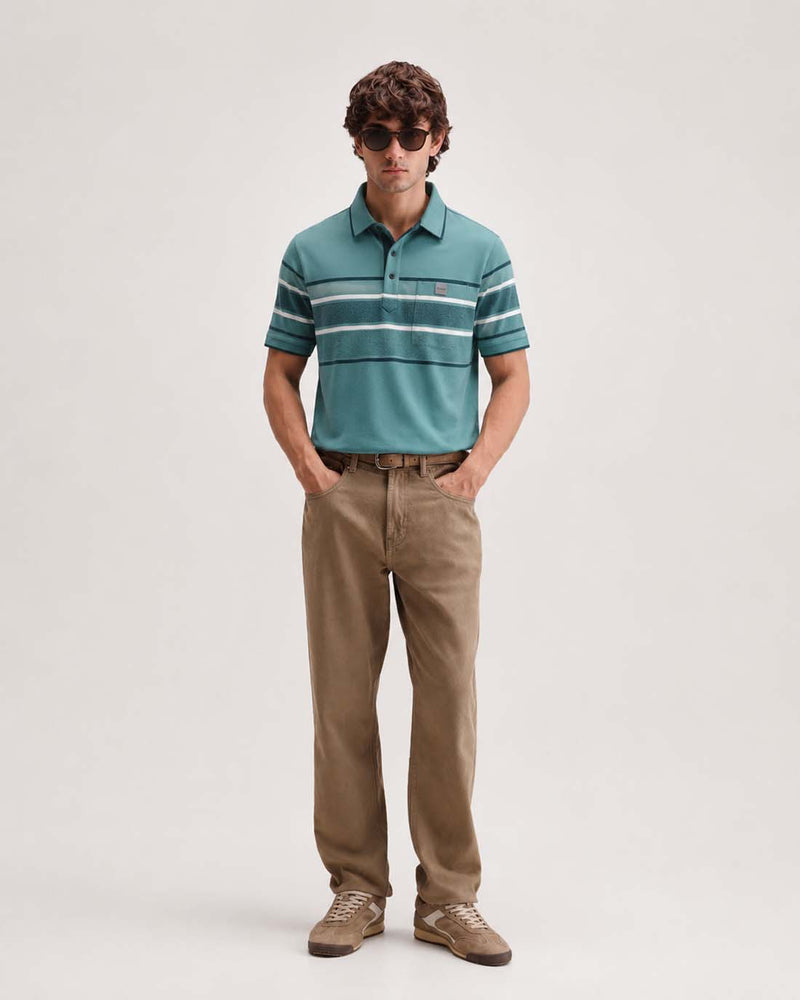 Men’s Premium Textured Polo with Striped Panel Design T-shirt