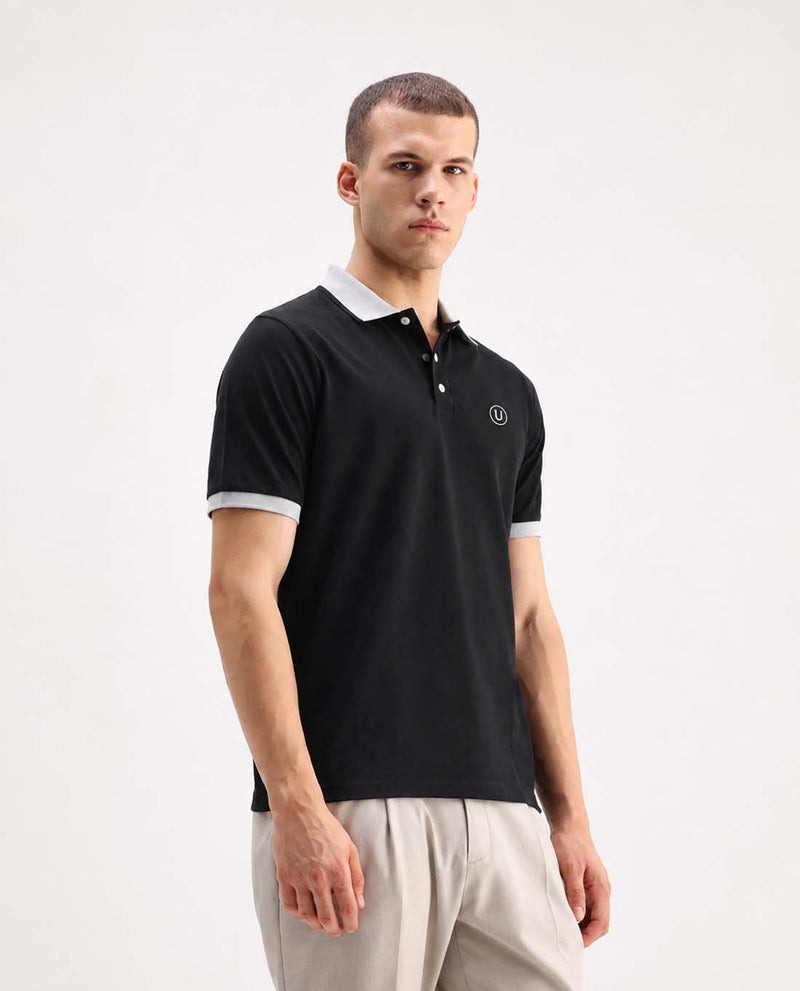 Men’s Premium Cotton Polo with Contrast Grey Collar T-shirt