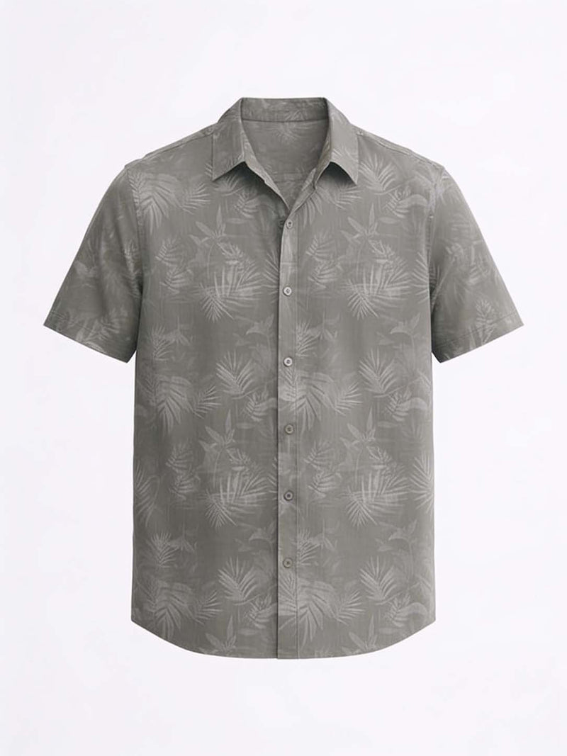 Men's Premium Leaf Printed Cuban Collar Shirt