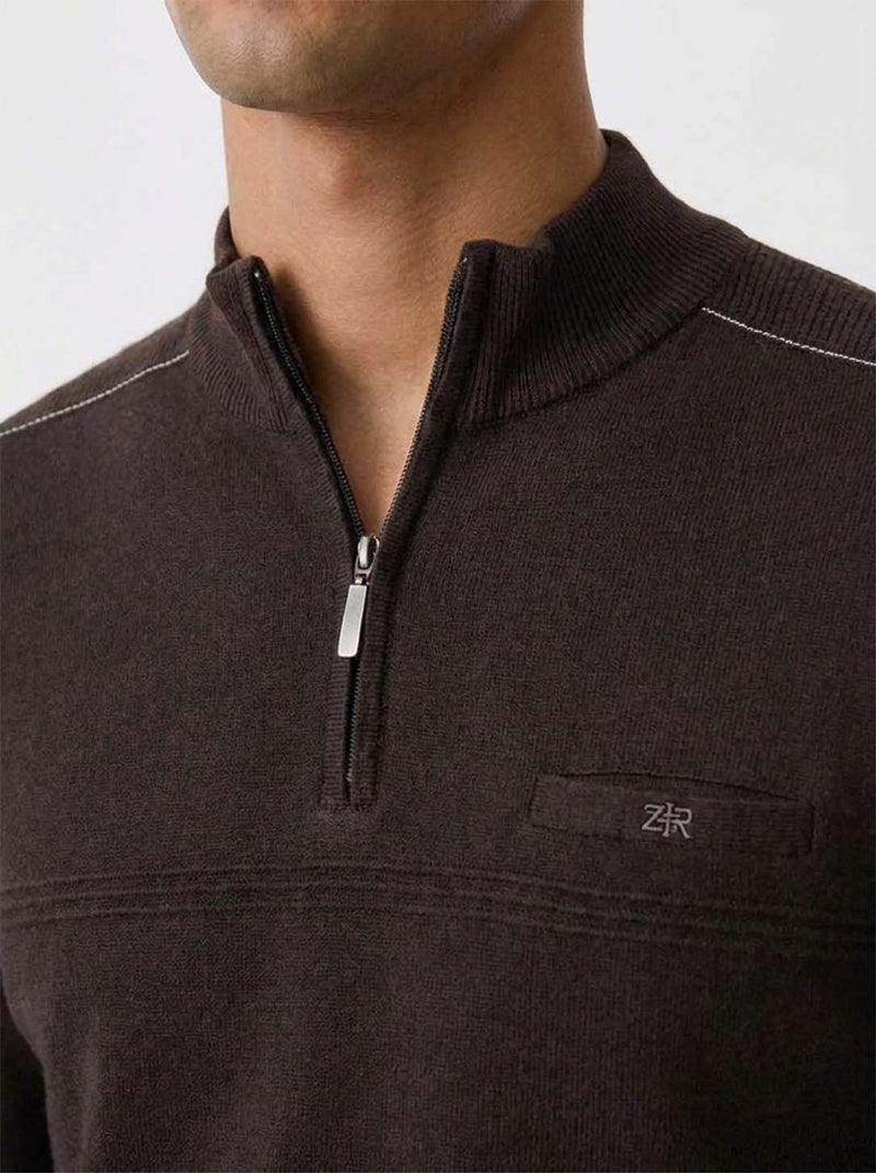 Men's Premium Half-Zip High Neck Knit T-shirt