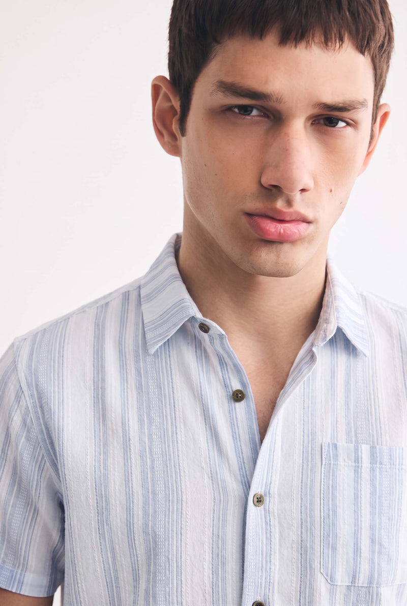 Men's Premium Striped Short-Sleeve Casual Shirt