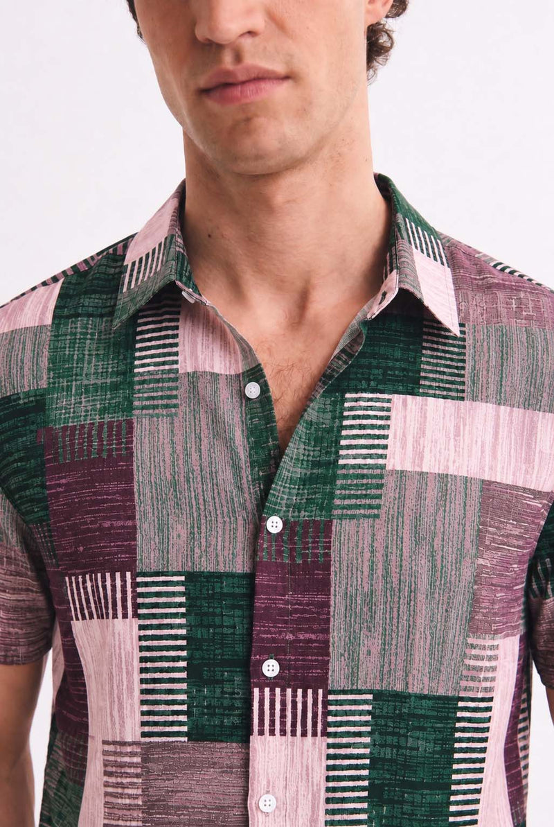 Men's Premium Multicolor Abstract Patchwork Short-Sleeve Casual Shirt