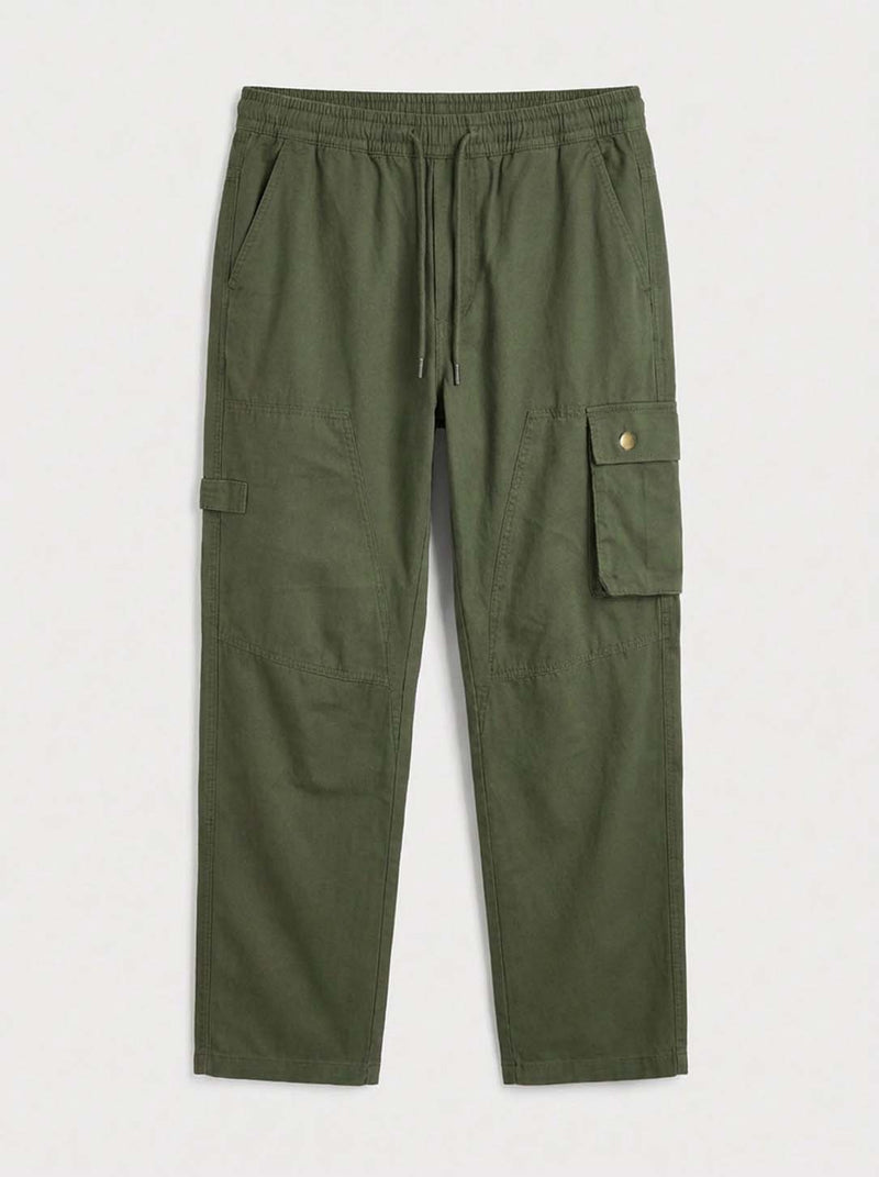 Men's Premium Relaxed Fit Casual Pants with Flap Pockets Cargo