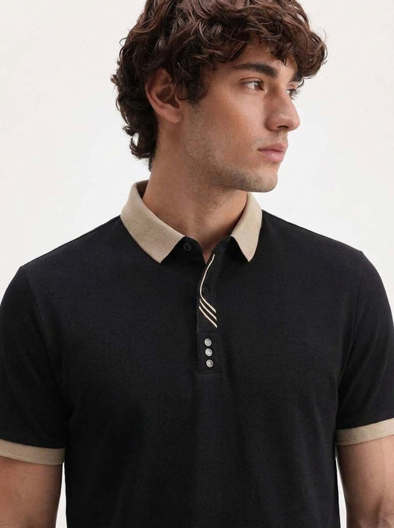 Men’s Premium Contrast Collar Polo T-Shirt