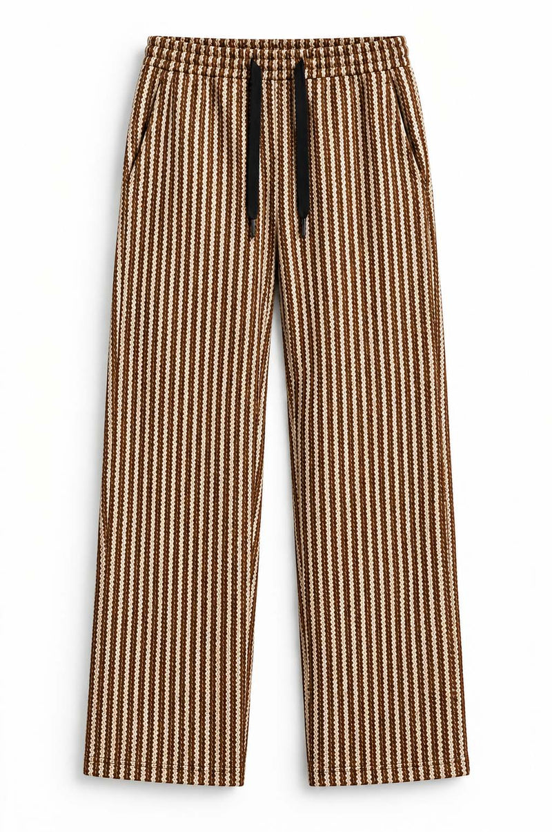 Men's Premium Regular Fit Textured Vertical Striped Track Pant