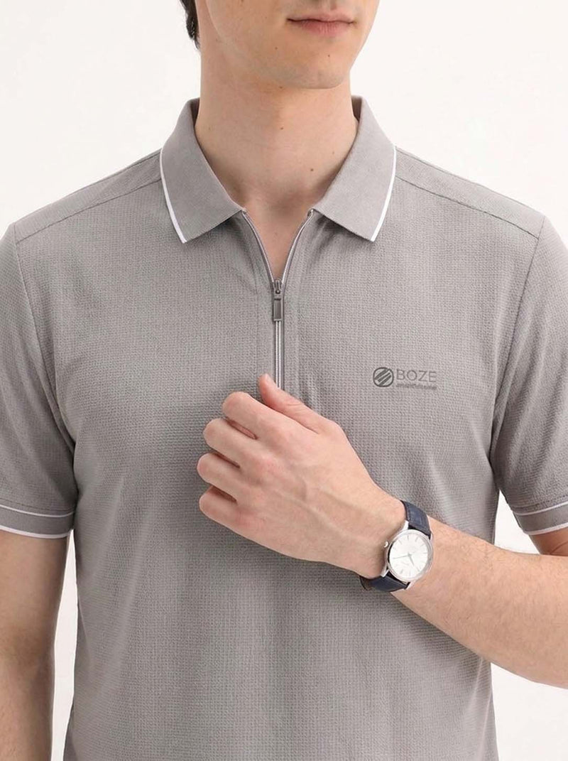 Men’s Premium Regular Fit Zippered Polo T-Shirt