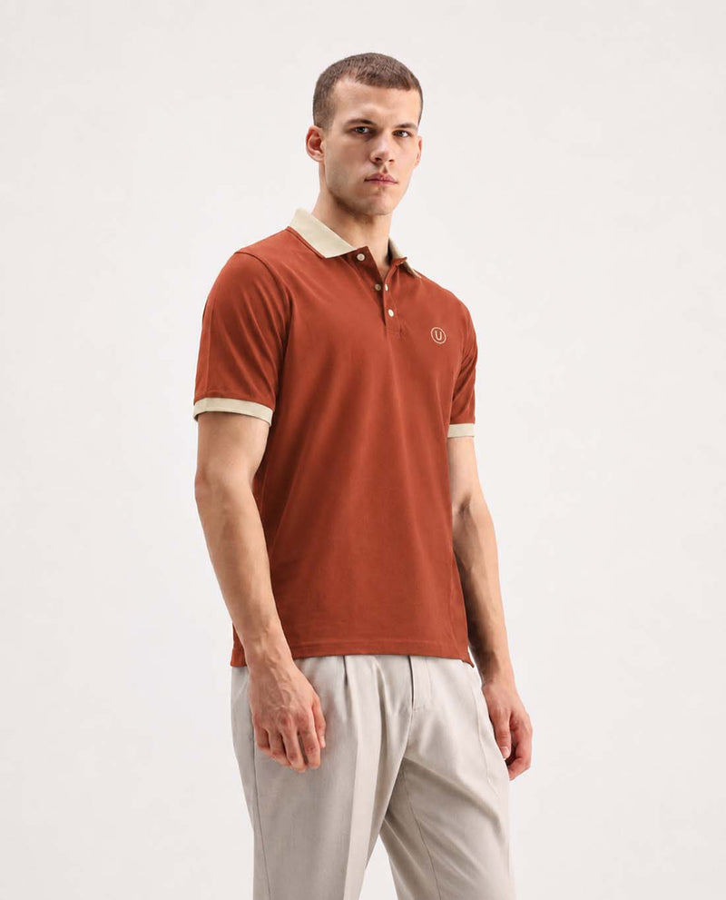 Men’s Premium Cotton Polo with Contrast Grey Collar T-shirt