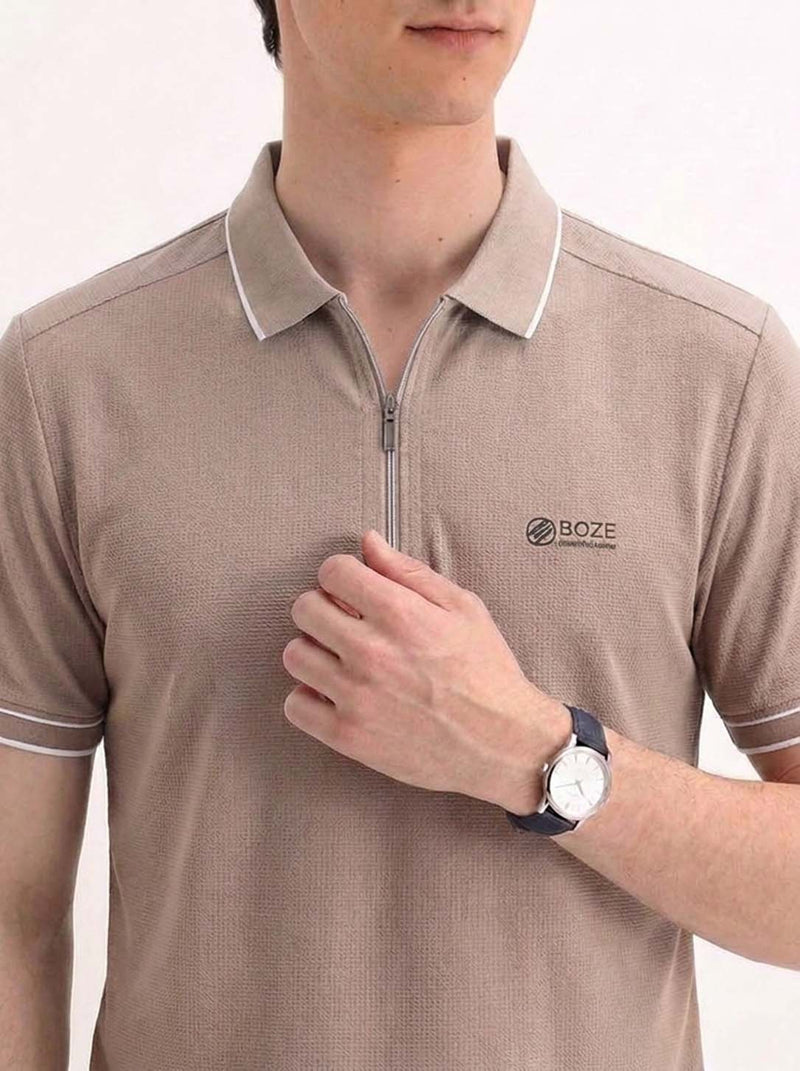 Men’s Premium Regular Fit Zippered Polo T-Shirt
