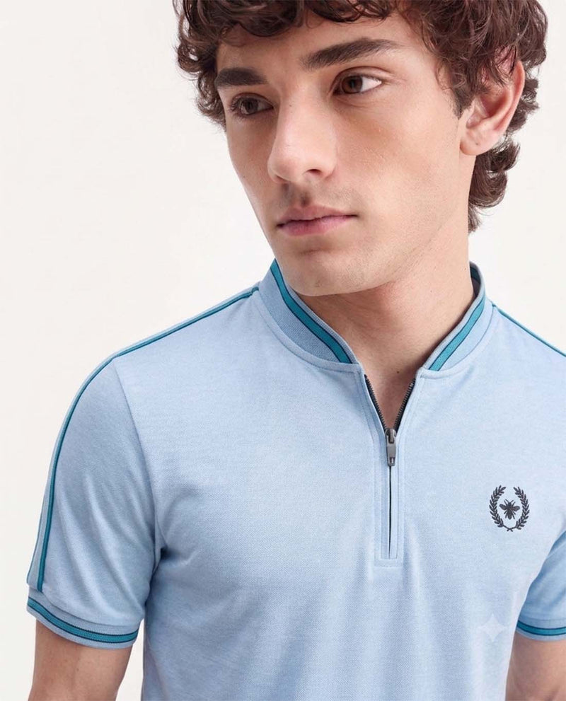 Men’s Premium Textured Cotton Polo Shirt with Contrast Trim