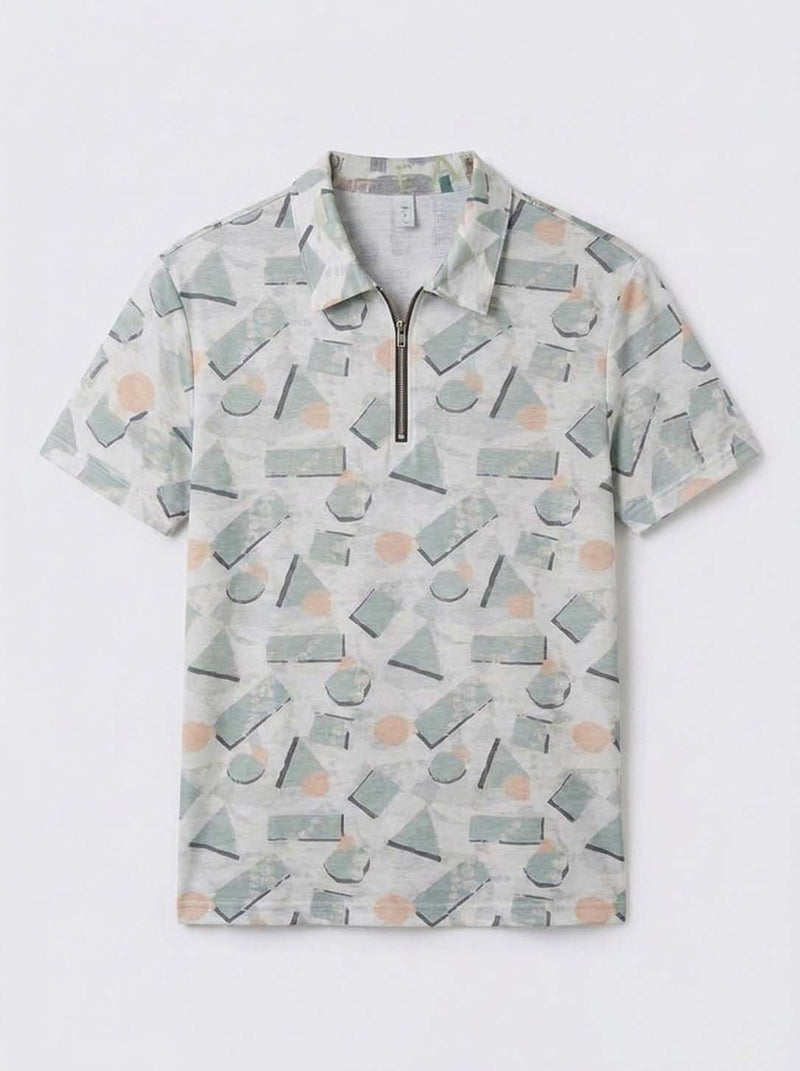 Men's Premium Printed Half-Zip Regular fit T-Shirt