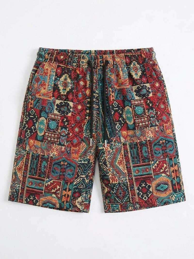 Men's Premium Multicolor Printed Jacquard Drawstring Shorts