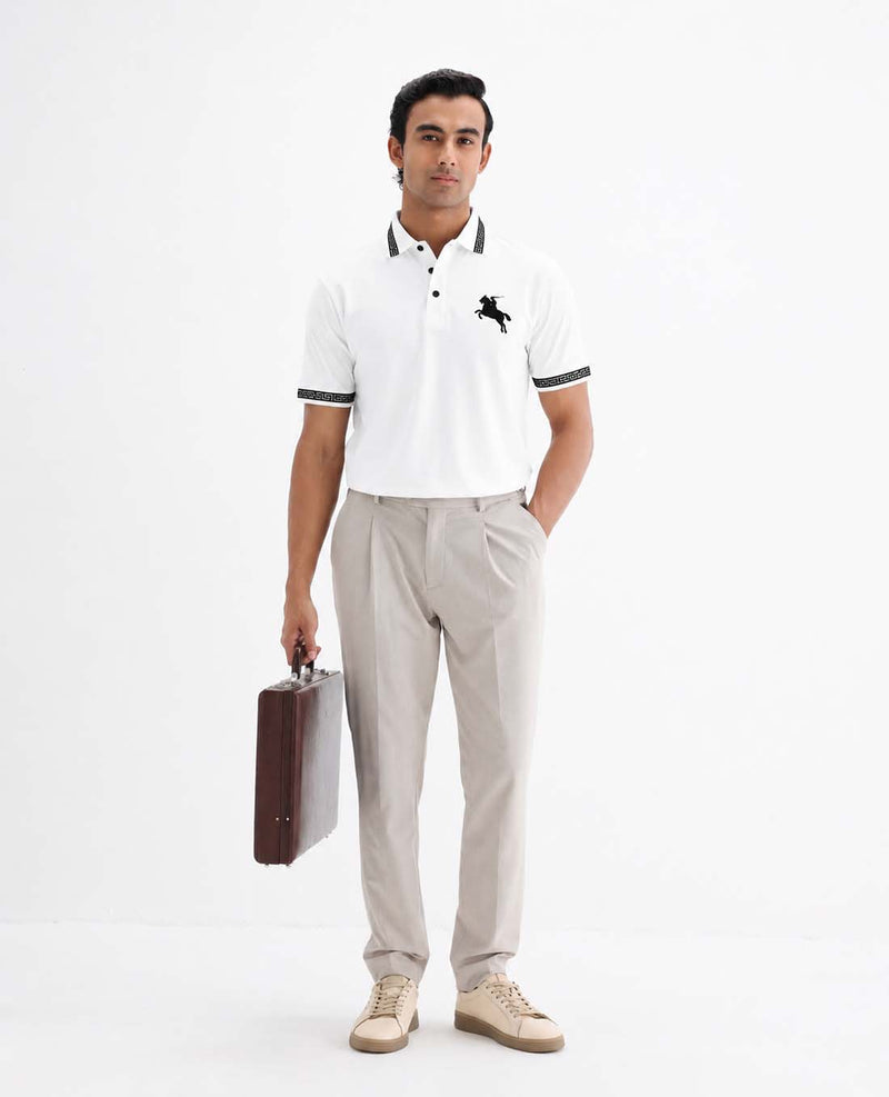 Men’s Premium Cotton Polo Shirt with Contrast Greek Key Collar shirt