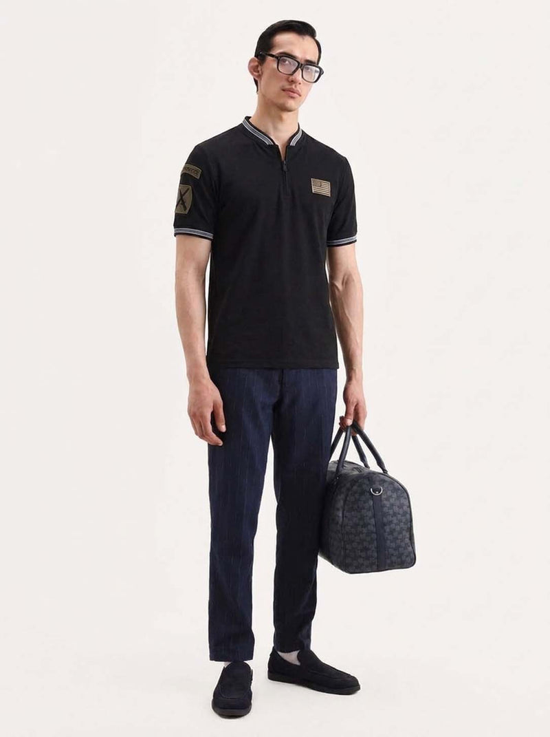 Men’s Premium Half-Zip Mandarin Collar Polo T-Shirt