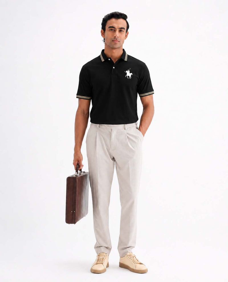 Men’s Premium Cotton Polo Shirt with Contrast Greek Key Collar shirt