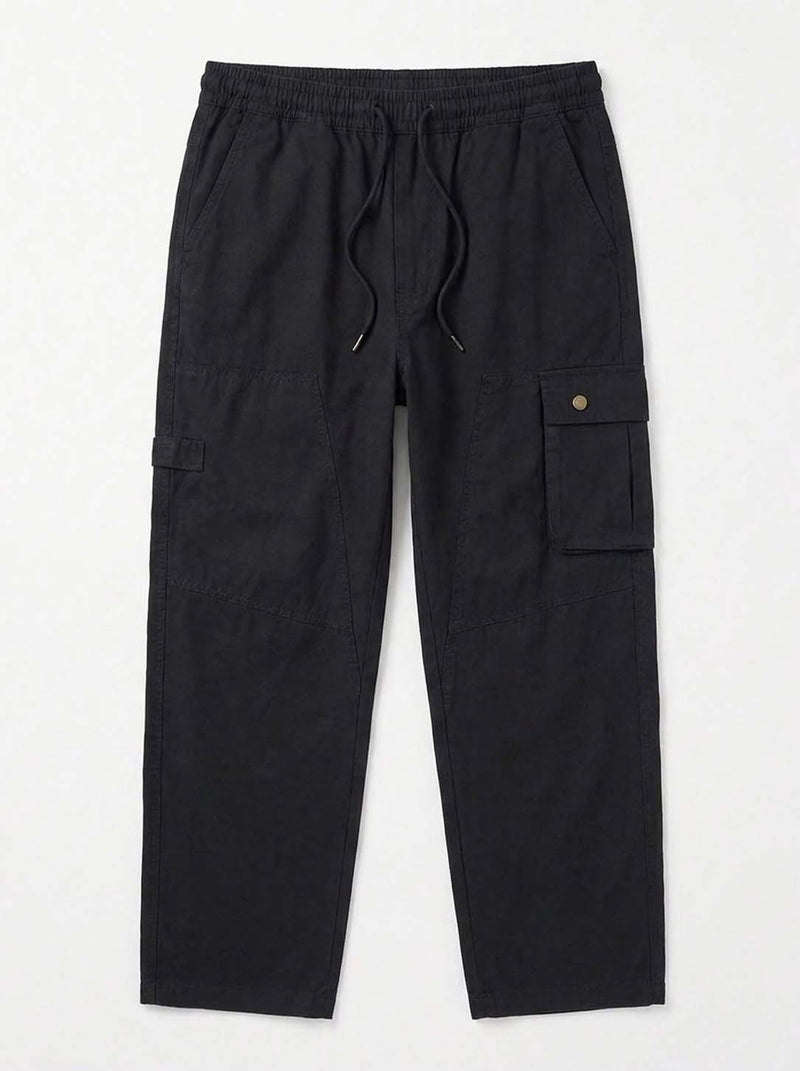 Men's Premium Relaxed Fit Casual Pants with Flap Pockets Cargo