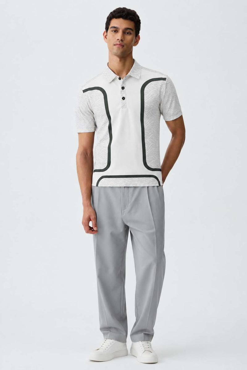 Men's Premium Printed Polo T-Shirt with Contrast Detailing
