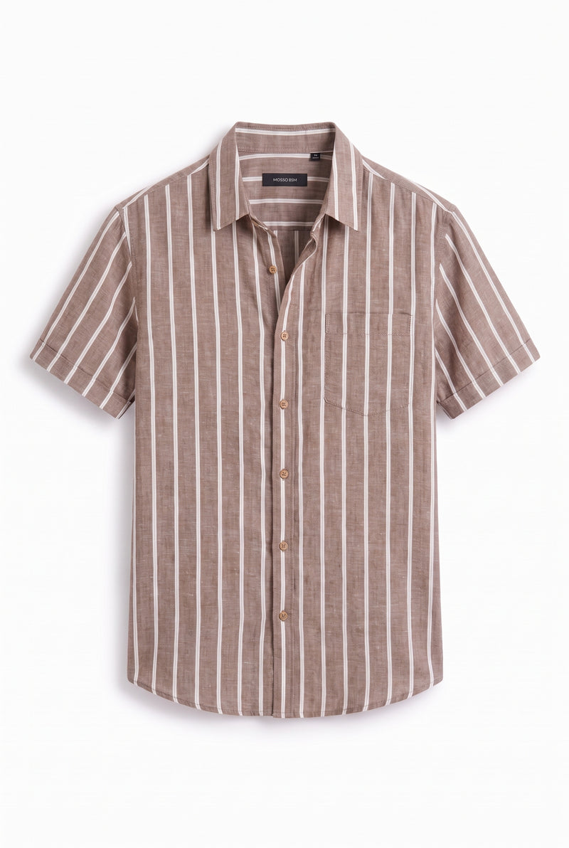 Men's Premium Striped Short-Sleeve Cuban Collar Shirt