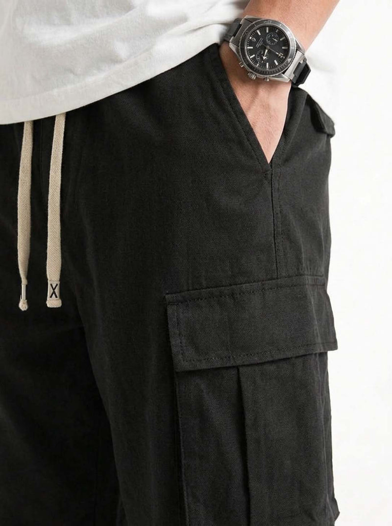 Men’s Premium Solid Relaxed Fit Utility Cargo Pants