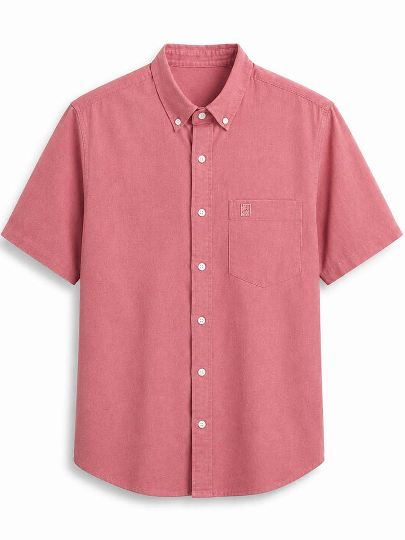 Men’s Linen-Cotton Short Sleeve Button-Down Shirt with Chest Pocket